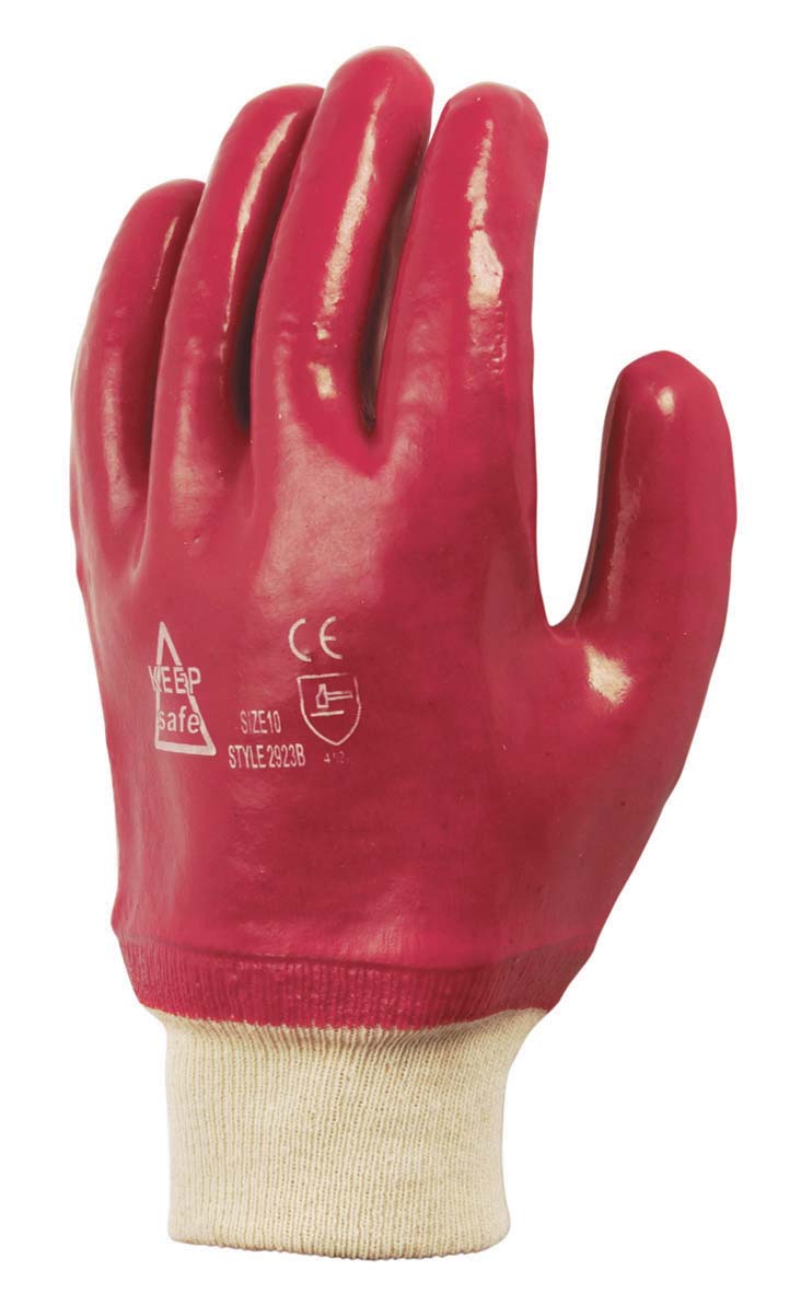 Red PVC Knitwrist Glove