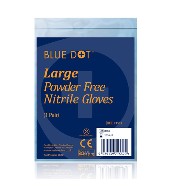 Blue Dot Nitrile Powder Free Gloves - Non Sterile