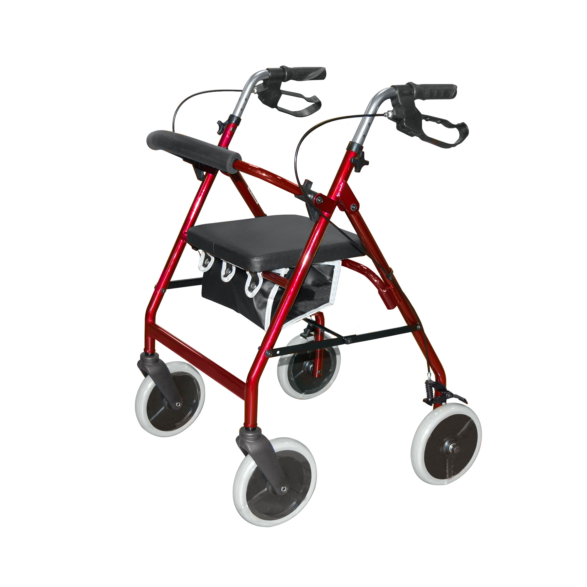 Red 4 Wheel Aluminium Walker  and  Bag